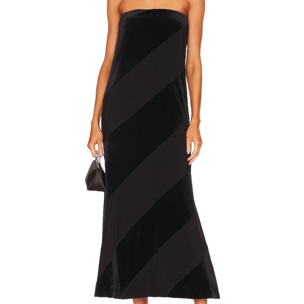 Revolve Norma Kamala Black Striped MIDI/Maxi Dress